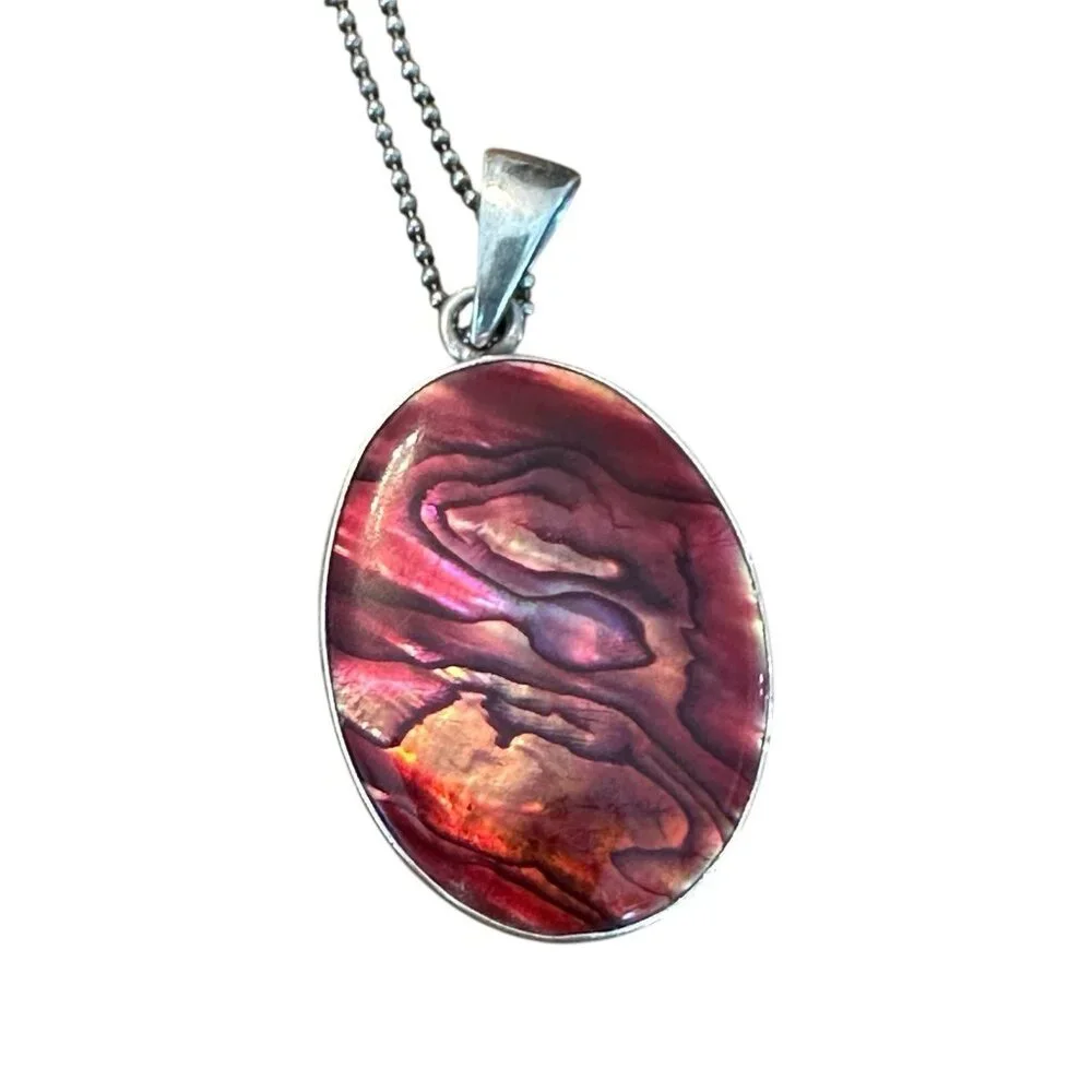 Charles Albert Sterling Silver 925 Abalone Pendant Necklace Earrings Set 18.45g - Picture 12 of 16